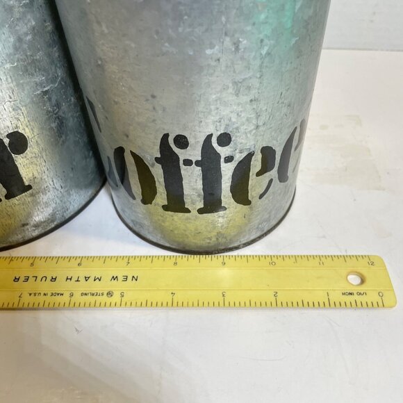 Vintage Vandor Imports Galvanized Metal Canister Set For Coffee Tea Sugar & Flou - Picture 15 of 15